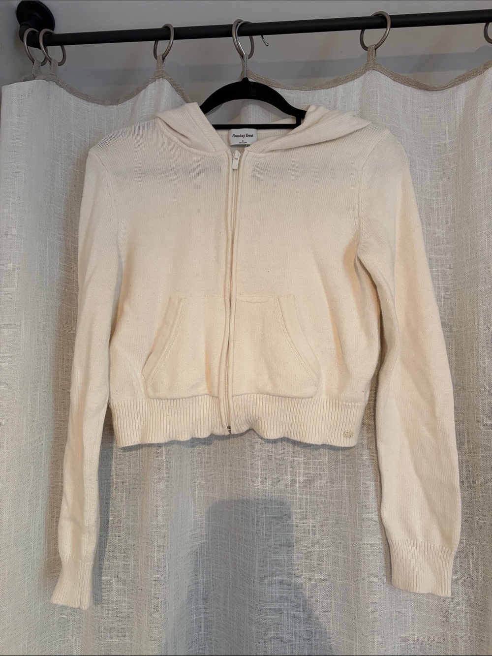 Sunday Best Cream Zip Front Hooded Jacket